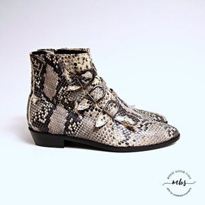 Made in NYC Snake Print Buckles Side Zip Boots